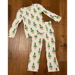 Smocked Auctions Toddler Girl Christmas Tree Pajamas Classic 2 piece Whimsy Sz 5